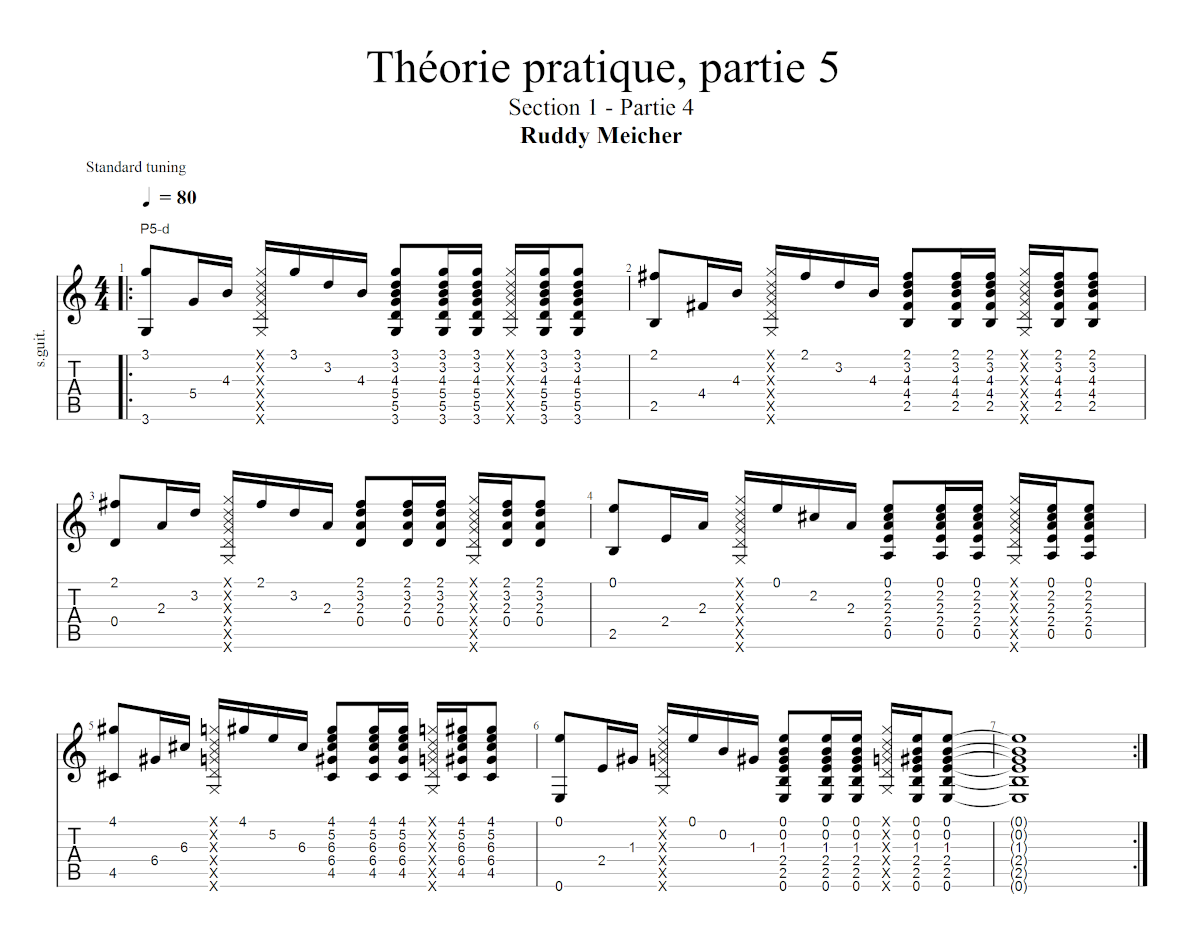 Partition 4 - Section 1 : Étude de la logique tierce/quinte en strumming et jeu aux doigts