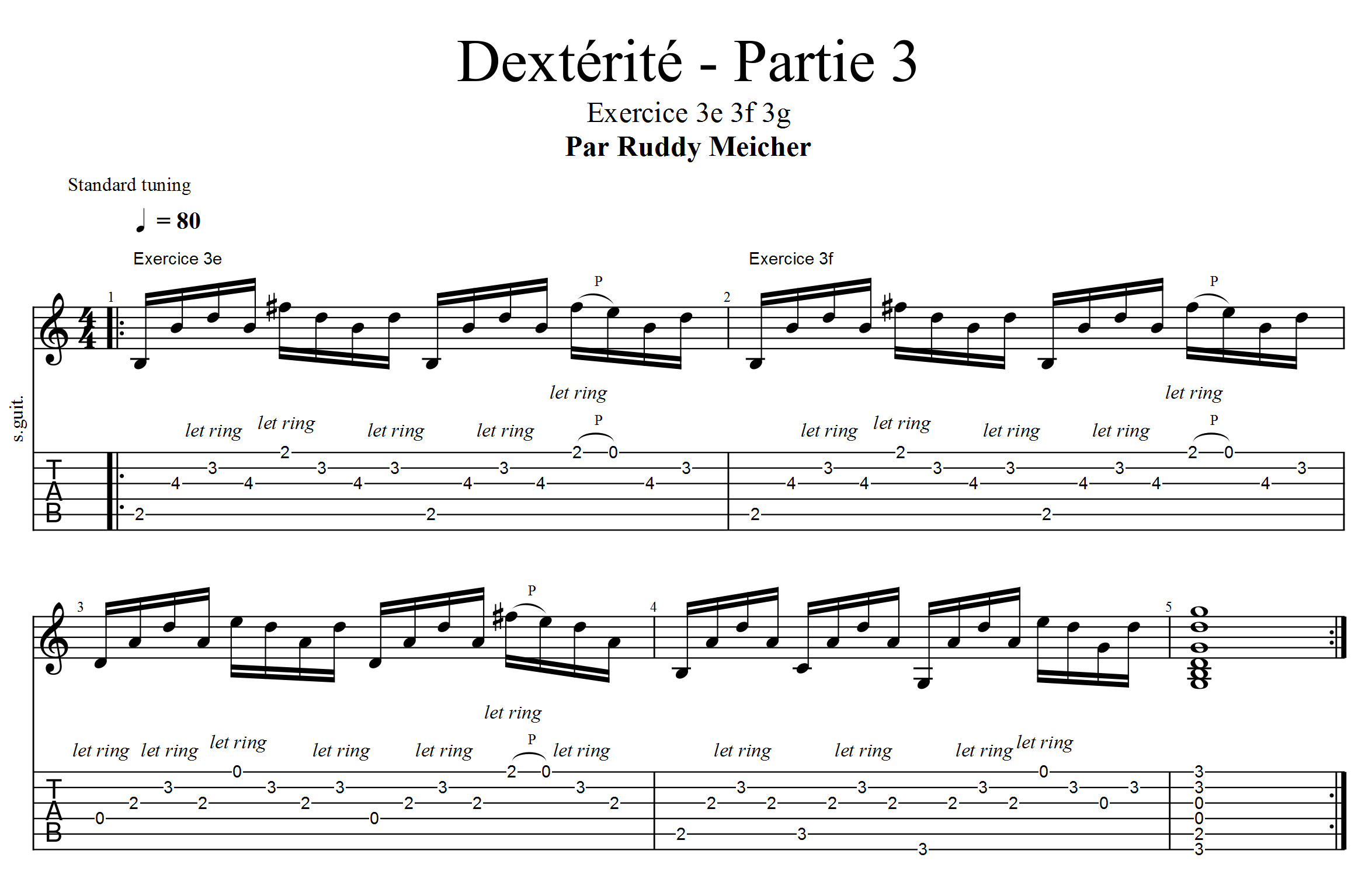 Partition 5 - Exercice 3e 3f 3g