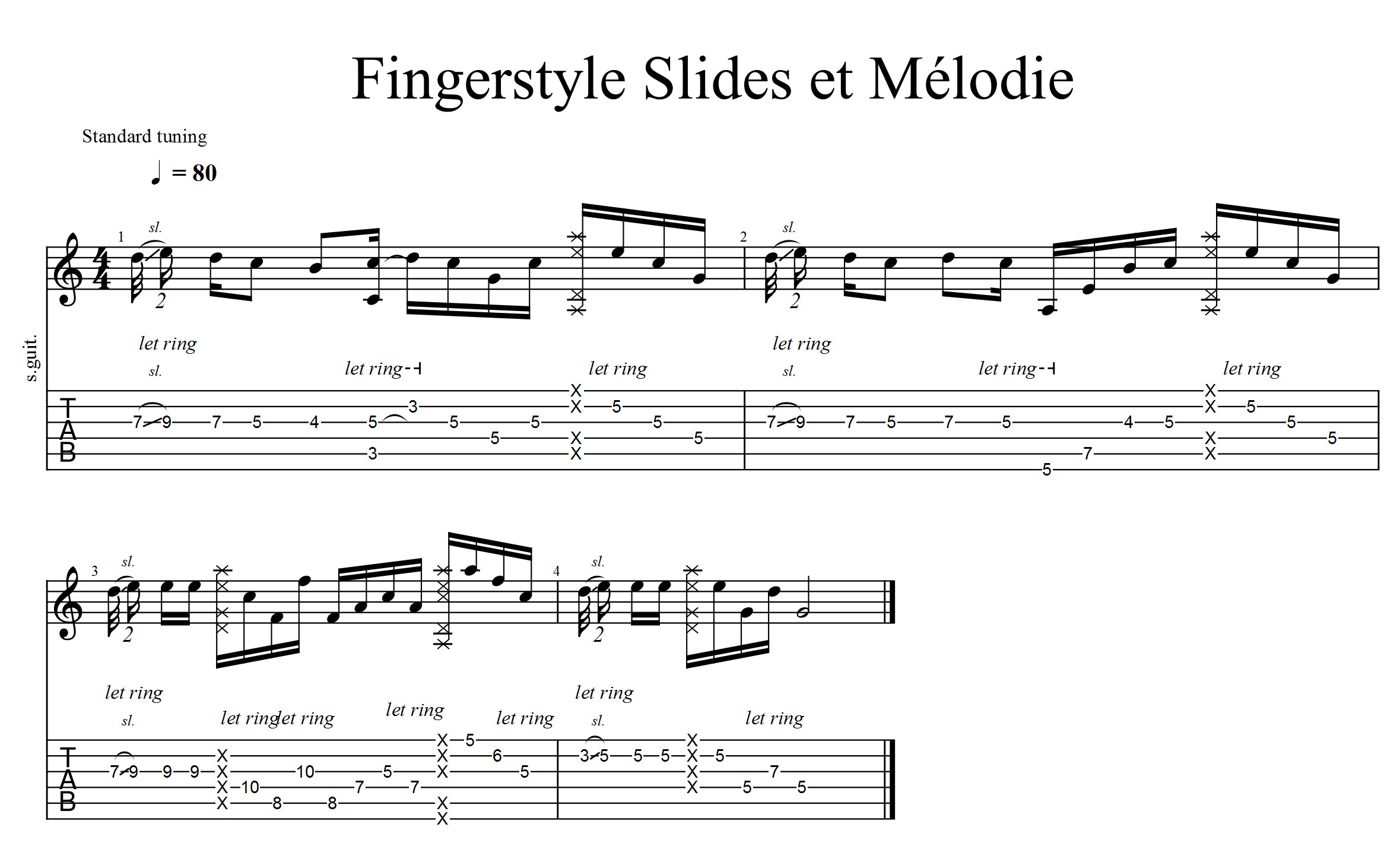 Partition 4 - Plan Fingerstyle Slides et Mélodie