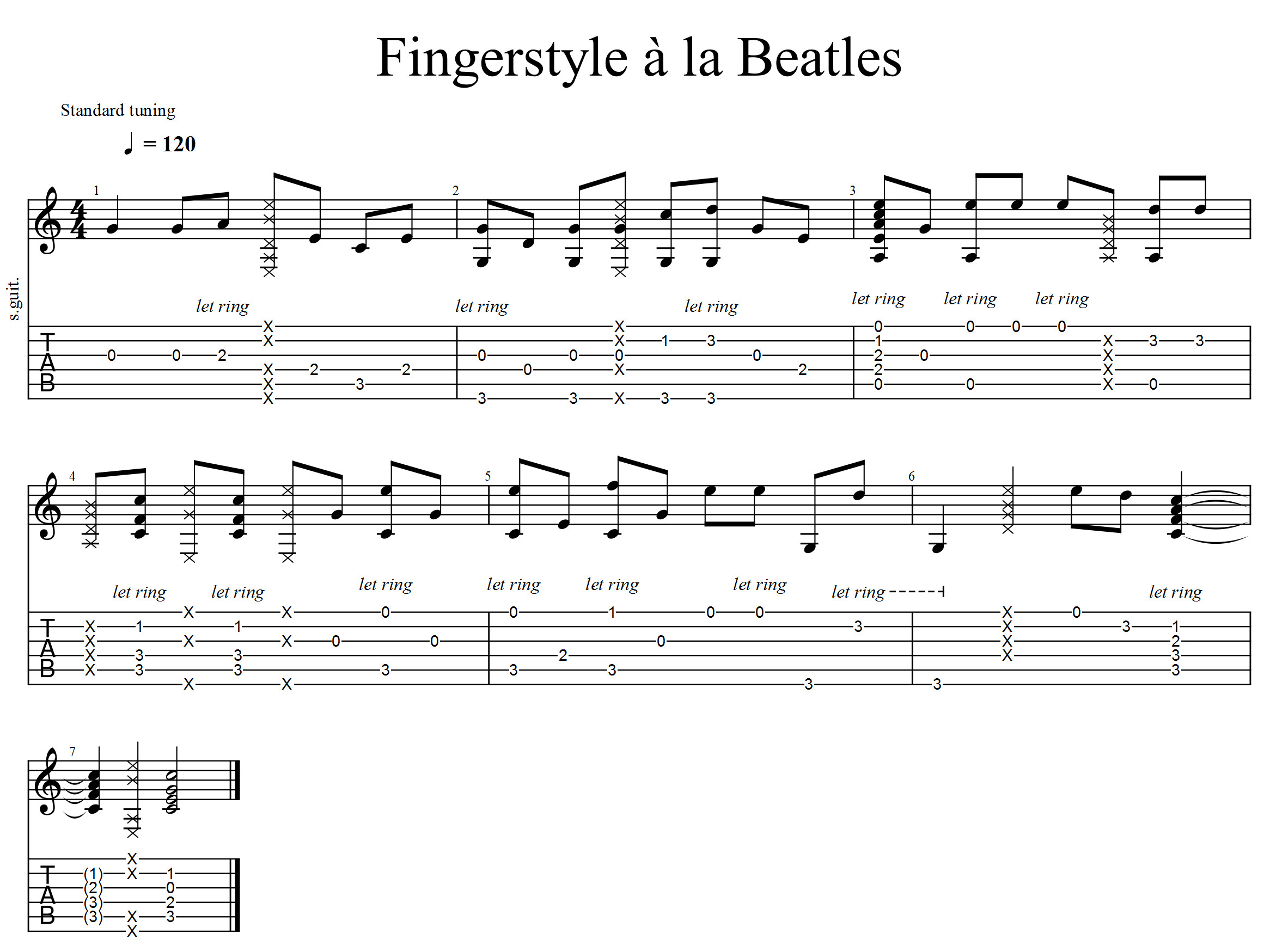 Partition 2 - Plan Fingerstyle à la Beatles