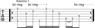 Partition 1 - Hammers sur cordes graves et médiums : exercices 1, 2 et 3