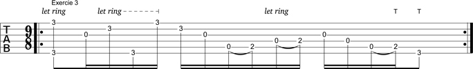 Partition 3 - Hammers sur cordes graves et médiums : exercices 1, 2 et 3
