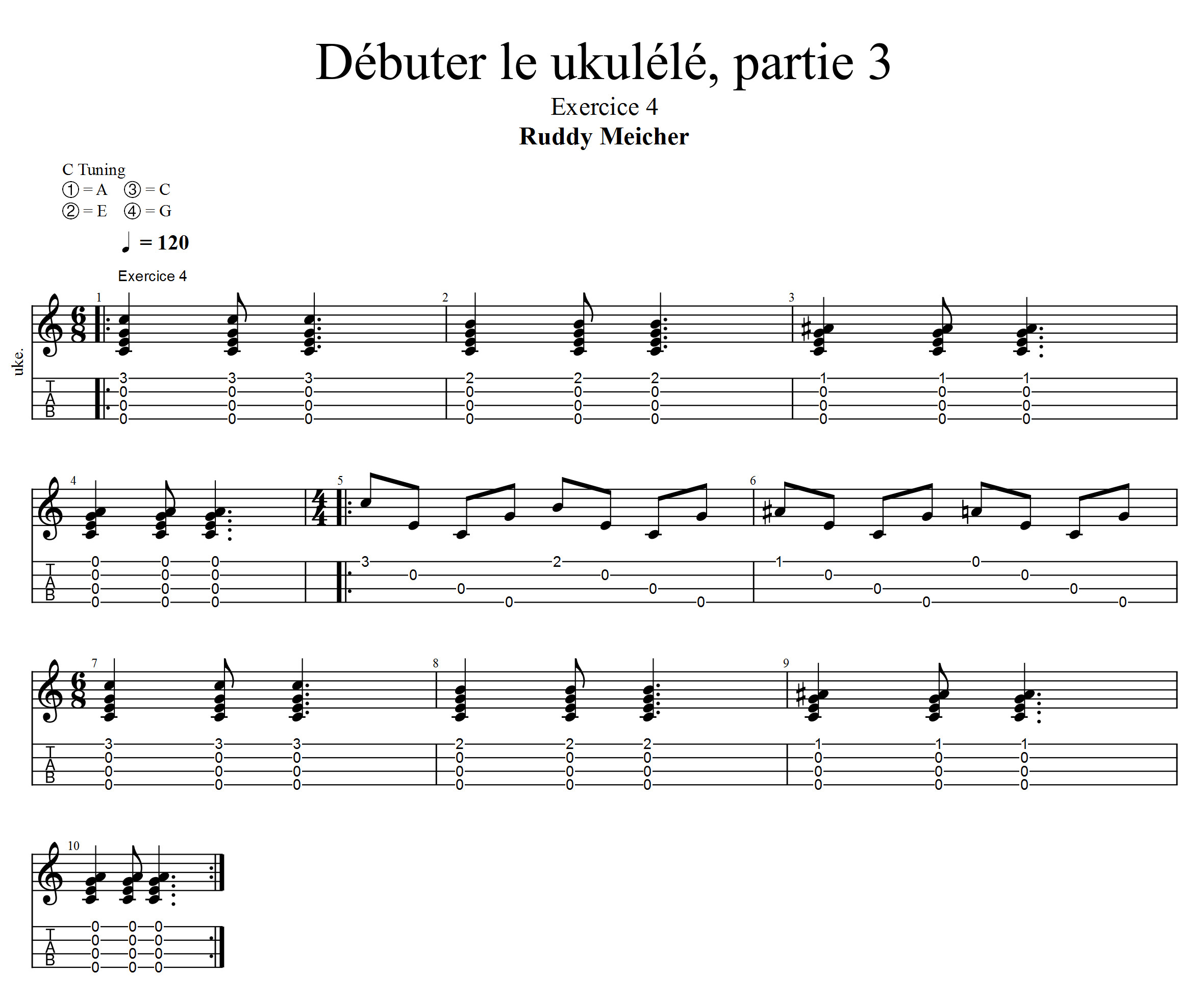 Partition 4 - Exercice 4 : mélange du rythme et de l'arpège