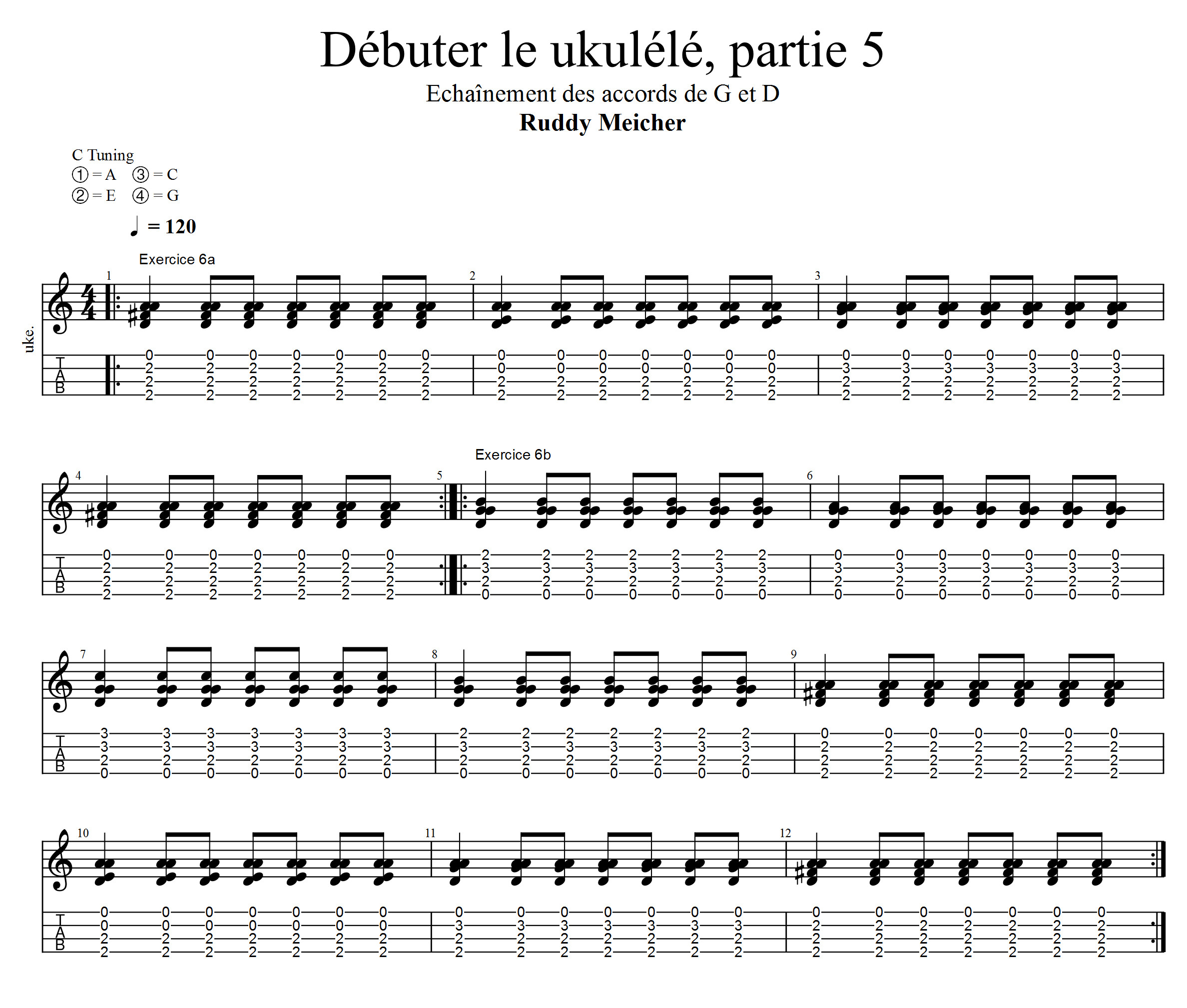 Partition 5 - Exercice 6 : Enchaînement des accords