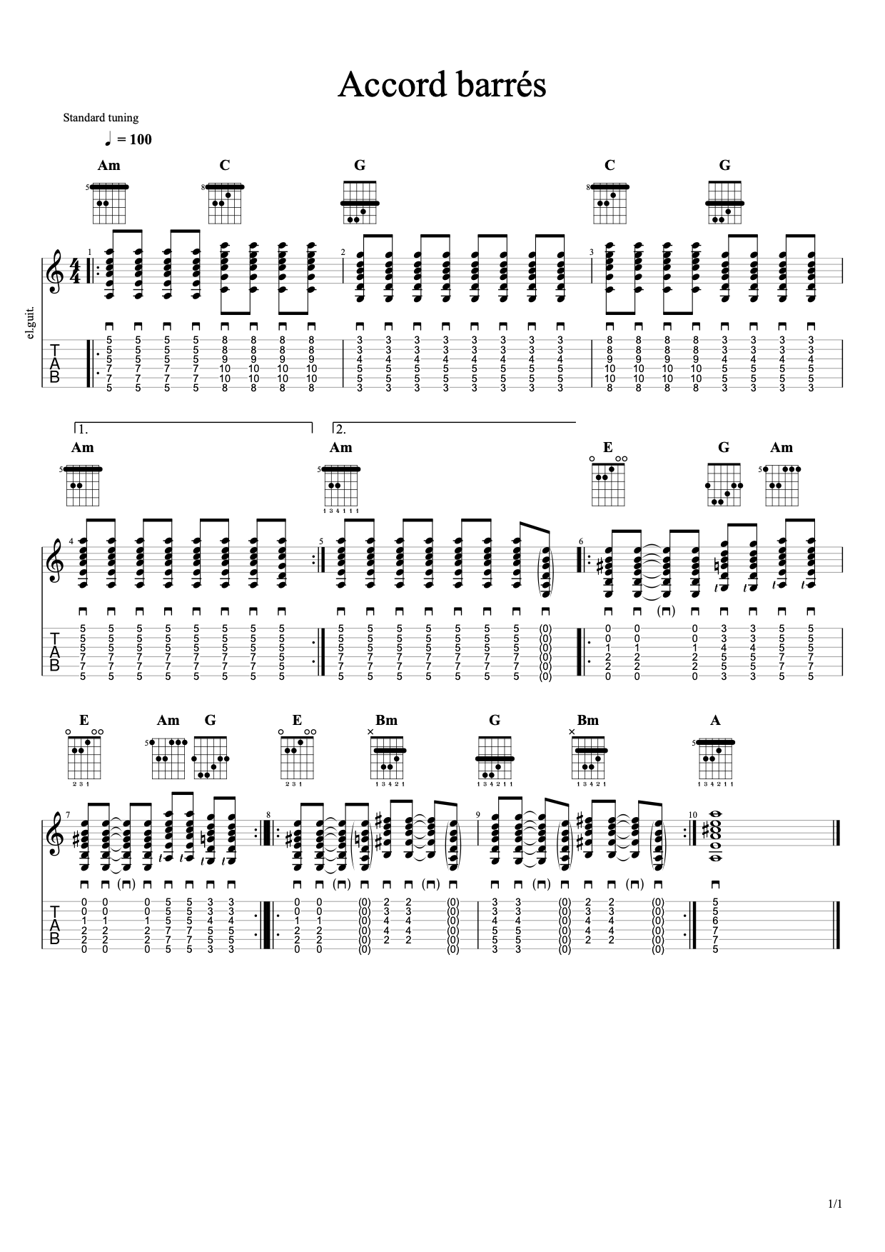 Partition 3 - Accords barrés