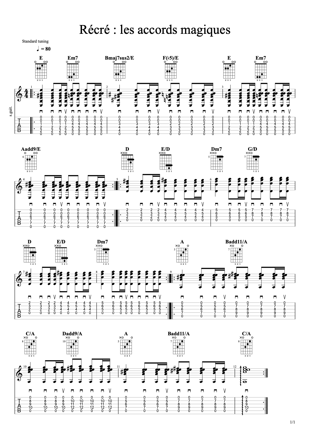 Partition 5 - La récré : les « accords magiques »