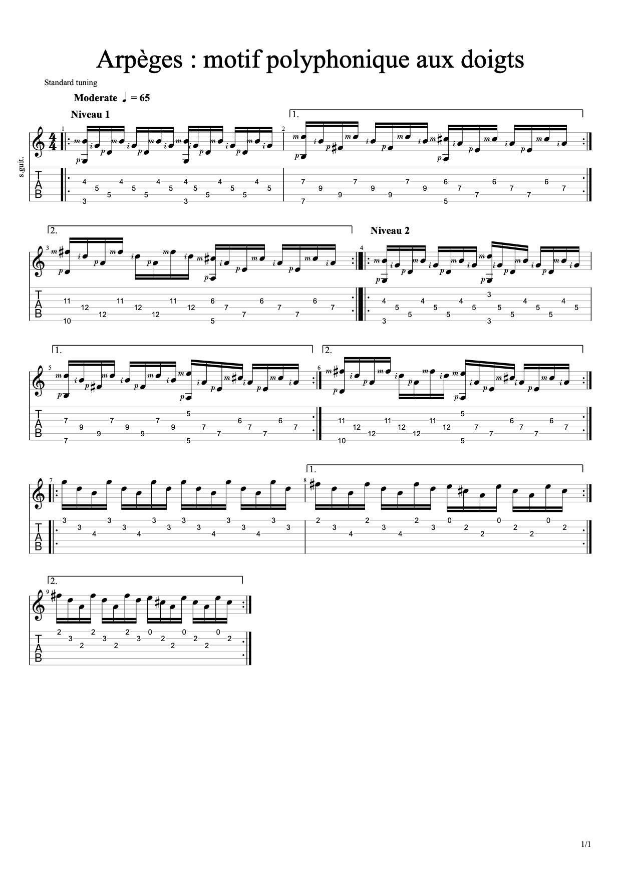 Partition 2 - Arpège polyphonique joué aux doigts