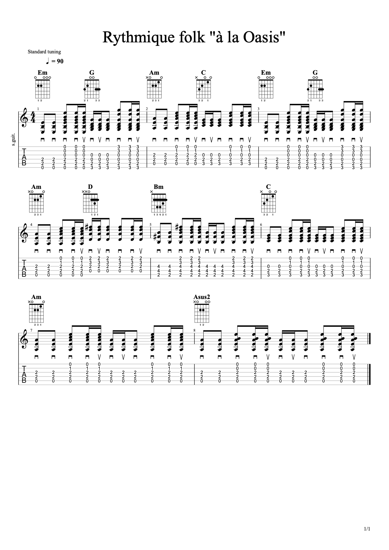 Partition 2 - Rythmique folk à la Oasis