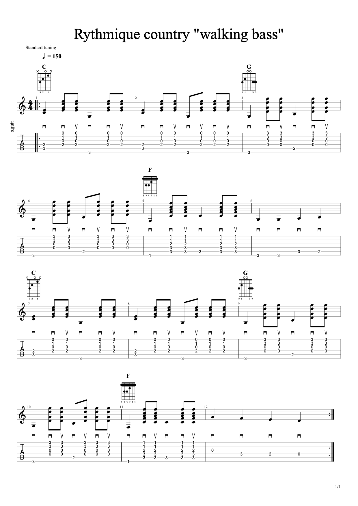 Partition 5 - Rythmique country avec walking bass