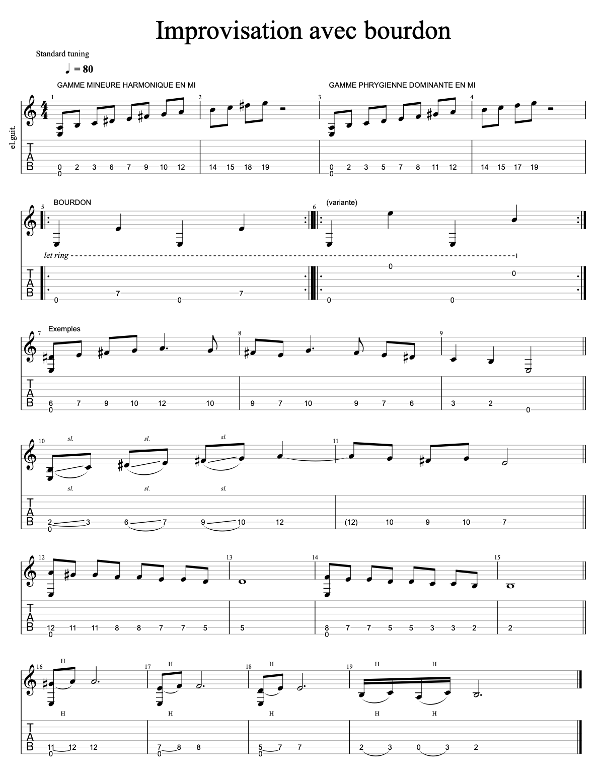 Partition 4 - Improvisation avec bourdon